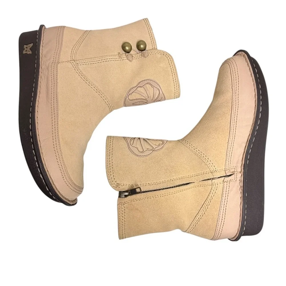 Alegria Aspen Beige Suede Shearling Butterfly Boots EU 40